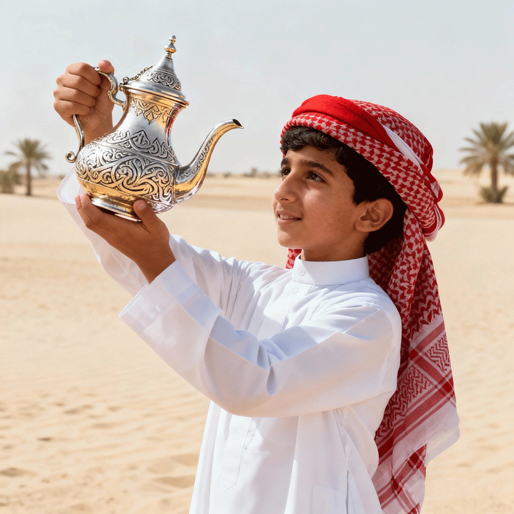 纯银手工制作阿拉伯茶壶