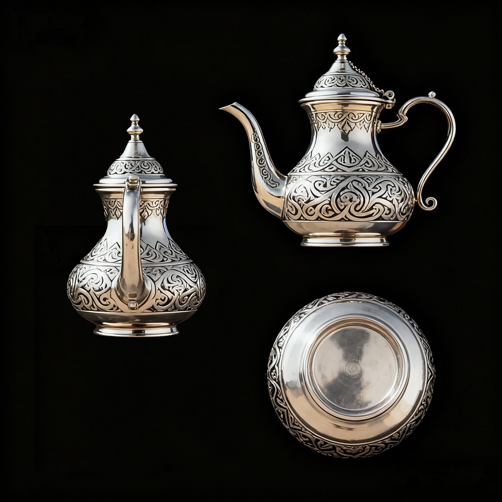 纯银手工制作阿拉伯茶壶